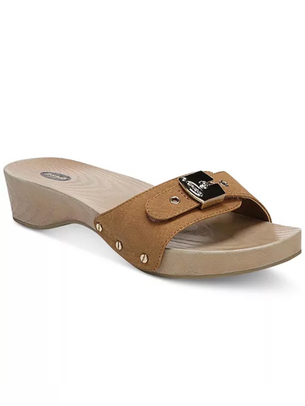 Dr. Scholl's Tan Slip-On Wedge Mule with Buckle